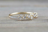 1.6ct Baguette Diamond Cluster Minimalist Engagement Ring 14k Yellow Gold Finish