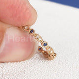 0.12ct Round Cut Simulated Sapphire Anniversary Wed Band 14k Yellow Gold Plated
