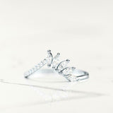 Stackable Curved Engagement Ring 1.4ct Marquise Cut Diamond 14k Yellow Gold Over