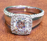 Halo Bridal Set Engagement Ring 2ct Round Cut VVS1 Diamond 14k White Gold Finish