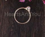 0.3ct Round Simulated Diamond Halo Minimalist Pearl Ring 14k Yellow Gold Plated