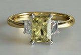 2ct Radiant Cut Yellow Sapphire Engagement Ring Trilogy 14k Yellow Gold Finish