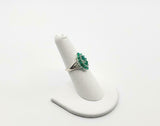2.2ct Engagement Ring Pear Cut Green Emerald Art Deco 14k White Gold Finish