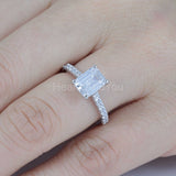 2.2ct Emerald Simulated Diamond Solitaire with Accents Ring 14k WhiteGold Plated