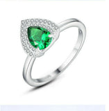2.25ct Engagement Ring Pear Cut Green Emerald Dual Halo 14k White Gold Finish