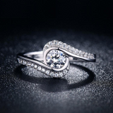 2Ct Round Cut Diamond Swirl Twist Solitaire Engagement Ring 18K White Gold Over