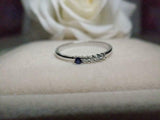 1ct Round Blue Sapphire Engagement Ring 5 Stone Minimalist 14k White Gold Finish