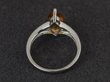 2.3ct Engagement Ring Marquise Cut Yellow Citrine Trilogy 14k White Gold Finish