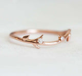 0.2ct Round Diamond Engagement Ring 14k Rose Gold Finish Floral Branch Leaf Vine