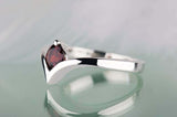 0.5ct Round Cut Red Garnet Engagement Ring Solitaire Curved 14k WhiteGold Finish