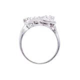 2.5ct Round Cut Diamond Engagement Ring Swirl Cluster Vintage 14k WhiteGold Over