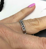 2ct Round Cut Black Diamond Vintage Inspired Stackable Band 14k WhiteGold Finish