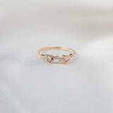 0.7ct Trillion Cut Morganite Engagement Ring Petite Cluster 14k Rose Gold Finish