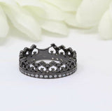 1.2ct Round Cut Black Diamond Wedding Band Princess Crown 14k Black Gold Finish