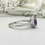 2.3ct Oval Cut Amethyst Diamond Accent Halo Engagement Ring 14k WhiteGold Finish