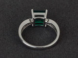 1.7ct Asscher Cut Emerald Diamond Accents Solitaire Ring 14k White Gold Finish