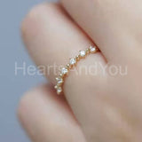 0.5ct Round Cut Moissanite Minimalist Women Wedding Band 14k Yellow Gold Plated