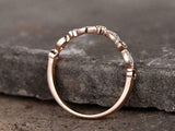 0.5ct Round Cut Blue Sapphire Wedding Band Curved Stackable 14k Rose Gold Finish