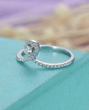 Halo Tiara Engagement Ring 1.3ct Round Cut VVS1D Diamond 14k White Gold Finish