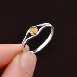 0.23ct Engagement Ring Round Cut Yellow Sapphire Split Shank 14k White Gold Over