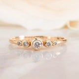 0.5ct Round Cut Moissanite Five Stone Engagement Ring 14k Yellow Gold Plated