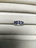 2.5ct Wedding Ring Band Oval Cut Purple Amethyst Five Stone 14k WhiteGold Finish