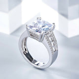 4Ct Radiant Cut Diamond Engagement Ring 14K White Gold Finish Round Iced Accent