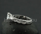 2.1ct Round Cut Moissanite Trilogy Ring Half Eternity Band 14k White Gold Plated