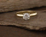 4 Prong Solitaire Engagement Ring 1ct Round Cut Diamond 14k Yellow Gold Finish