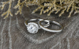 1.6ct Round Cut Diamond Engagement Ring 14k White Gold Finish Halo Bridal Set
