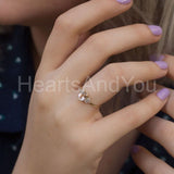 1ct Oval Cut Simulated Peach Morganite Round Petite Ring 14k Yellow Gold Plated