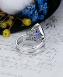 2ct Pear Cut Blue Sapphire Engagement Ring 14k White Gold Finish Stackable Split