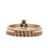 1ct Round Black Diamond Engagement Ring 14k Rose Gold Over Square Block Trio Set