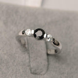 1ct Round Black Diamond Engagement Ring Tension Set Trilogy 14k White Gold Over