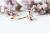 Round Accent Trilogy Engagement Ring 1.5ct Pear Cut Diamond 14k Rose Gold Finish
