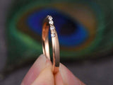 0.7ct Round Cut Diamond Wedding Band Stackable Minimalist 14k Rose Gold Finish