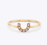 0.5ct Round Cut Diamond Horse Shoe Lucky Engagement Ring 14k Rose Gold Finish