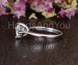 0.3ct Round Cut Moissanite Solitaire Women Engagement Ring 14k White Gold Plated