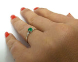0.5ct Engagement Ring Round Cut Emerald Minimalist Trilogy 14k White Gold Finish