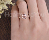 1ct Radiant Cut Simulated Morganite Milgrain Engagement Ring 14k RoseGold Plated
