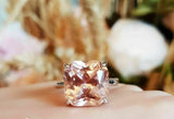 1.5ct Asscher Cut Peach Morganite Engagement Ring 14k White Gold Over Solitaire