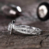 2.6ct Engagement Ring Round Cut Diamond Milgrain Filigree 14k White Gold Finish