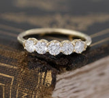 0.5ct Round Cut Moissanite Five Stone Engagement Ring 14k Yellow Gold Plated