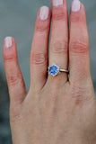 1ct Engagement Ring Round Cut Blue Tanzanite Floral Solitaire 14k WhiteGold Over