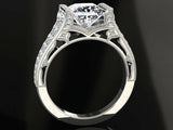 4ct Princess Diamond Dual Row Accent Solitaire Vintage Ring 14k WhiteGold Finish
