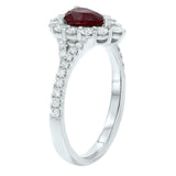 2.3ct Engagement Ring Pear Cut Pink Ruby Halo Split Shank 14k White Gold Finish