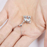 1.6ct Cushion Cut Blue Aquamarine Floral Pendant with Chain 14k White Gold Over