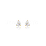 1ct Pear Cut Simulated Diamond Solitaire Stud Earrings 14k Yellow Gold Plated
