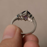 2ct Cushion Cut Purple Amethyst Proposal Engagement Ring 18k White Gold Finish