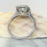 2ct Princess Diamond Engagement Ring Round Accent Dual Halo 14k White Gold Over